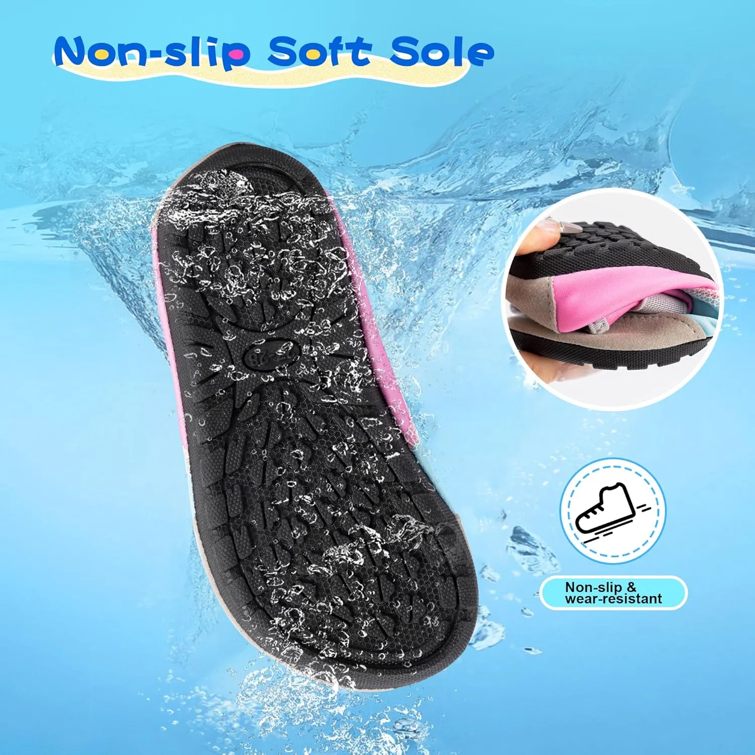 SULIFEEL Kids Water Shoes Girls and Boys Non-Slip Quick Dry Beach Swim Barefoot Toddler Indoor Sports Socks