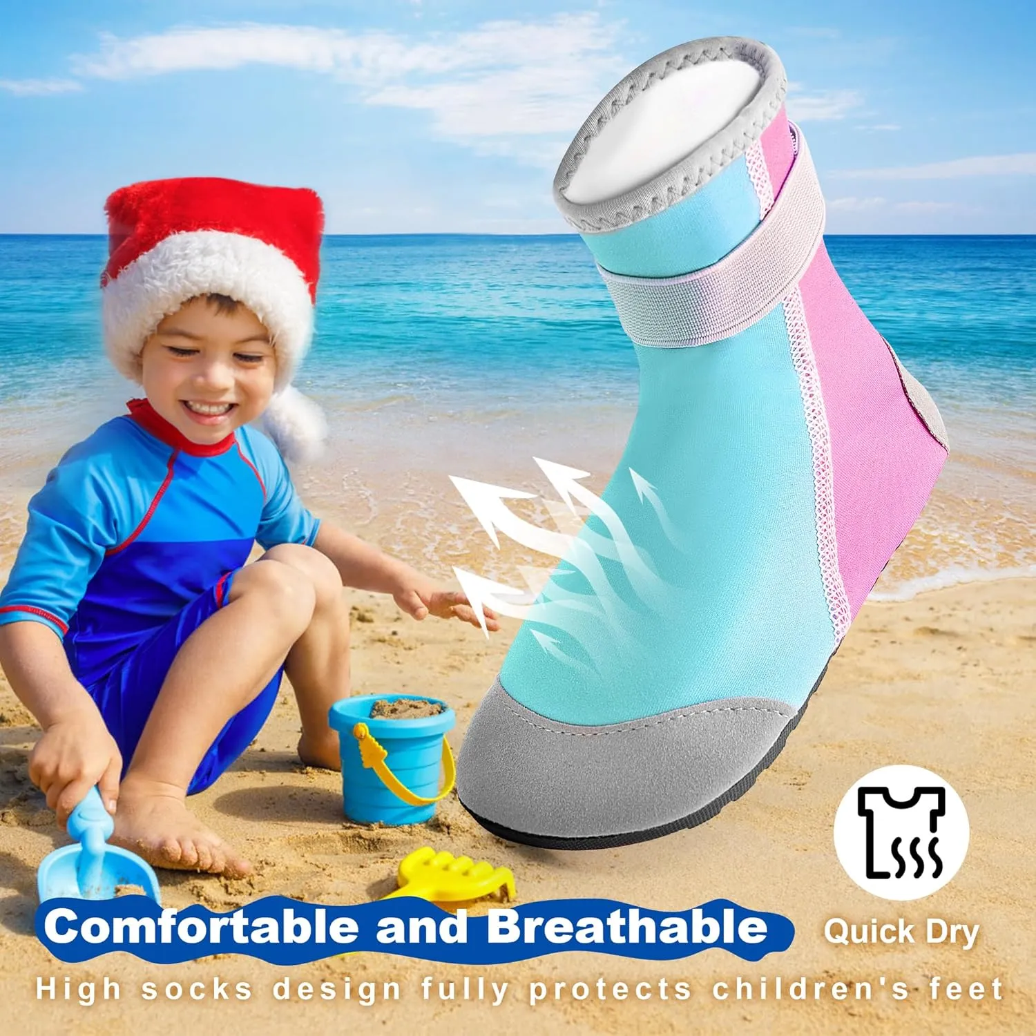 SULIFEEL Kids Water Shoes Girls and Boys Non-Slip Quick Dry Beach Swim Barefoot Toddler Indoor Sports Socks