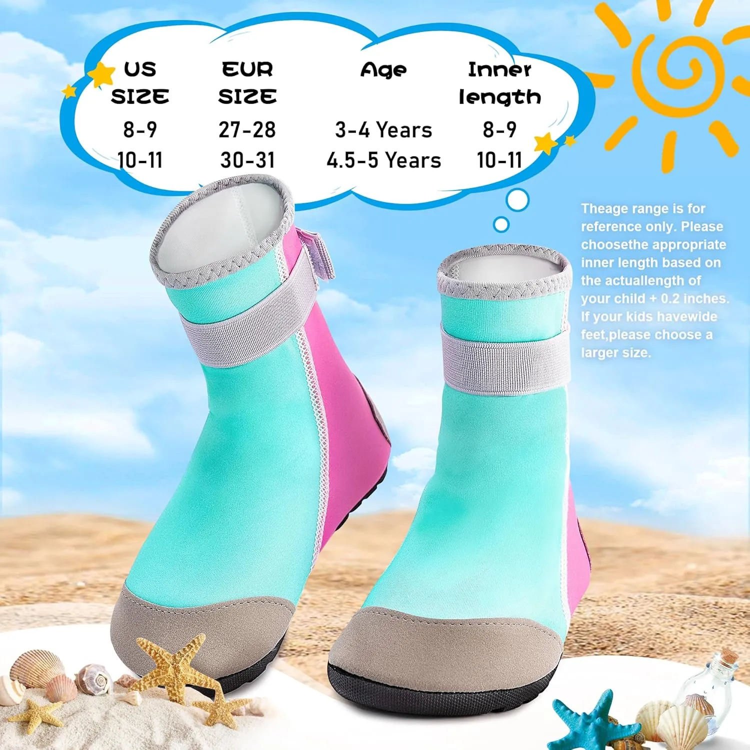 SULIFEEL Kids Water Shoes Girls and Boys Non-Slip Quick Dry Beach Swim Barefoot Toddler Indoor Sports Socks