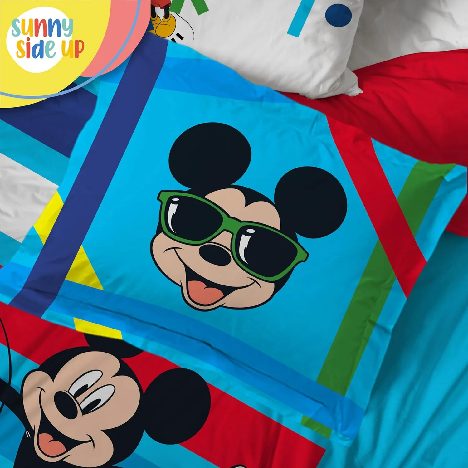 Sunny Side Up Disney Mickey Mouse Full Comforter Set - 7 Piece Kids Bedding Includes Comforter, Sheets & Pillow Cover - Super Soft Microfiber Bed Set