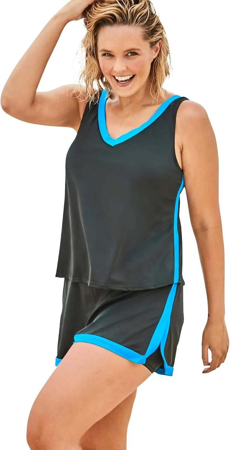 Swim 365 Women's Plus Size 2-Piece Swim Skirtini Set