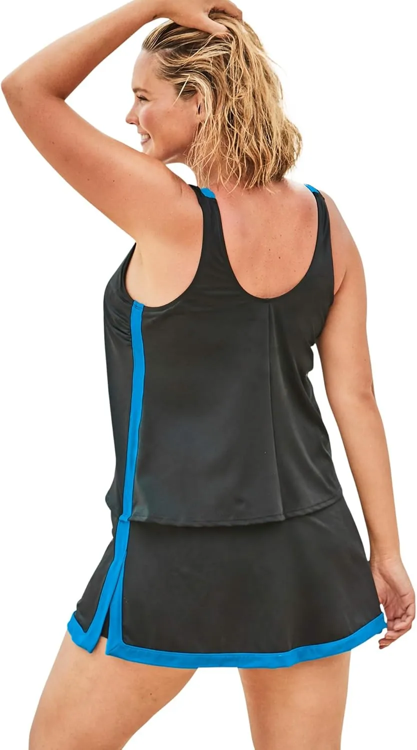 Swim 365 Women's Plus Size 2-Piece Swim Skirtini Set