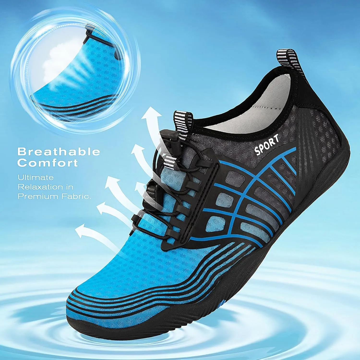 Tanamo Water Shoes for Women Men Quick Dry Swim Beach Barefoot River Aqua Shoes for Hiking Boating Camping Grounding Surfing