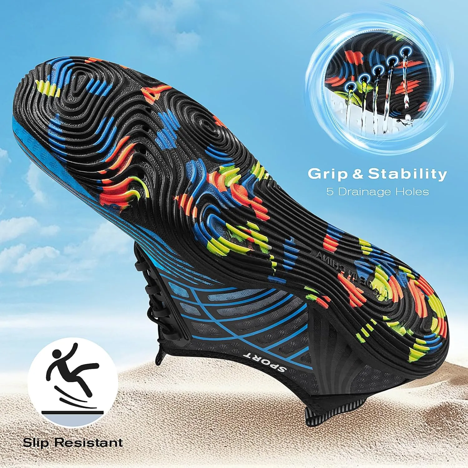 Tanamo Water Shoes for Women Men Quick Dry Swim Beach Barefoot River Aqua Shoes for Hiking Boating Camping Grounding Surfing