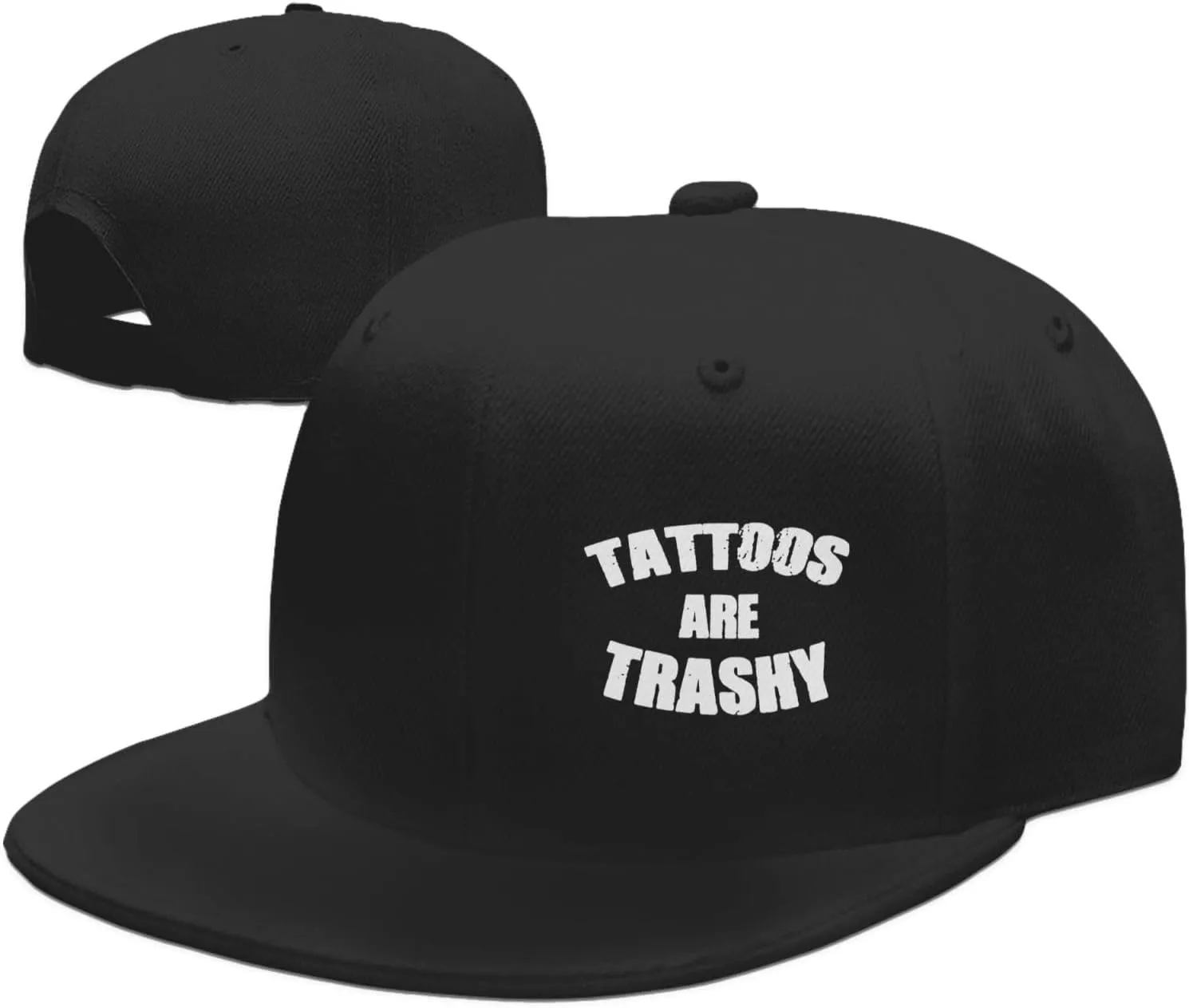 Tattoo Lover Tattoos are Trashy Flat Brim Baseball Cap,Snapback Hats Adjustable Trucker Hat for Men & Women,Black
