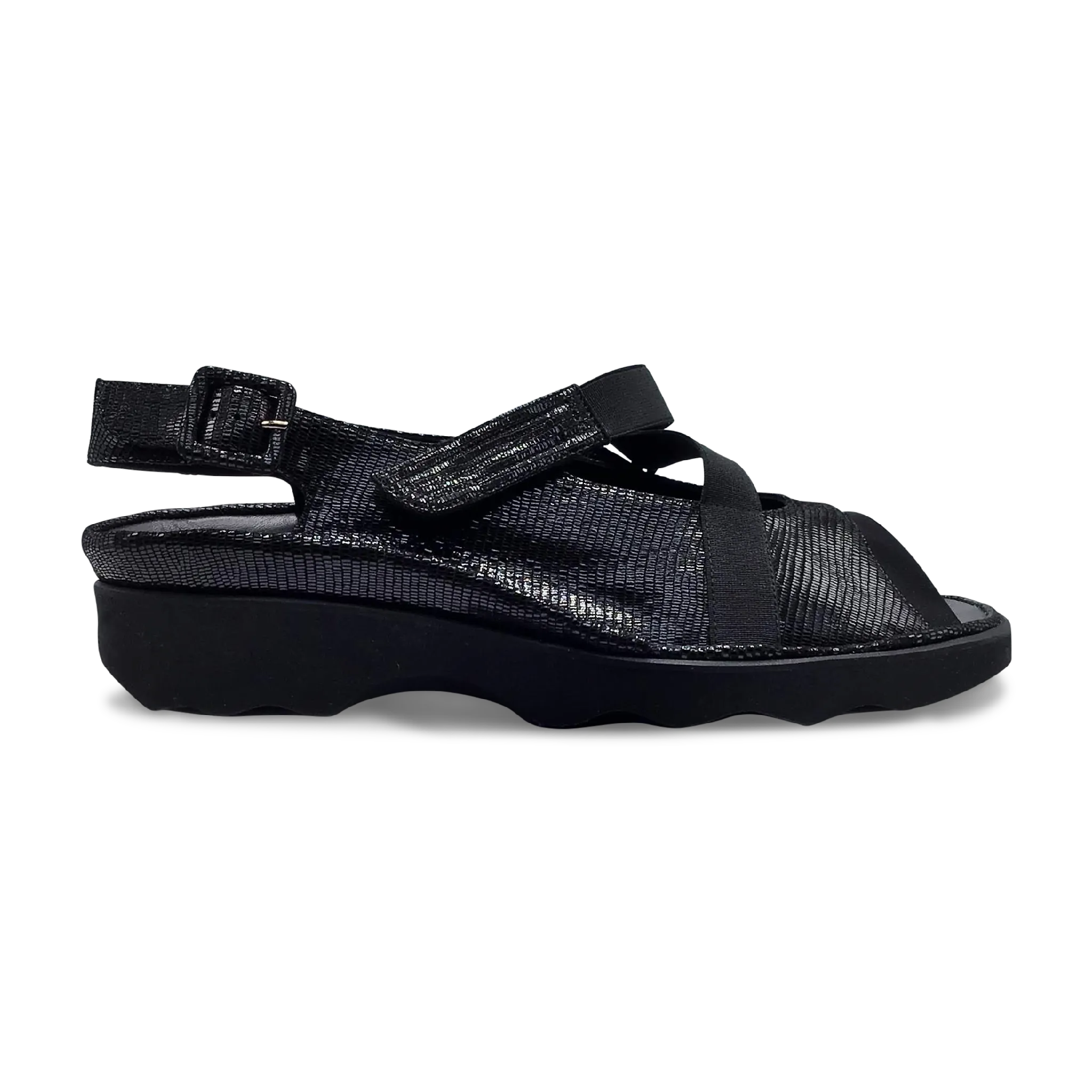 Thierry Rabotin Women's Kayla 1315 Black Stamped Suede Micro Fiber Combo