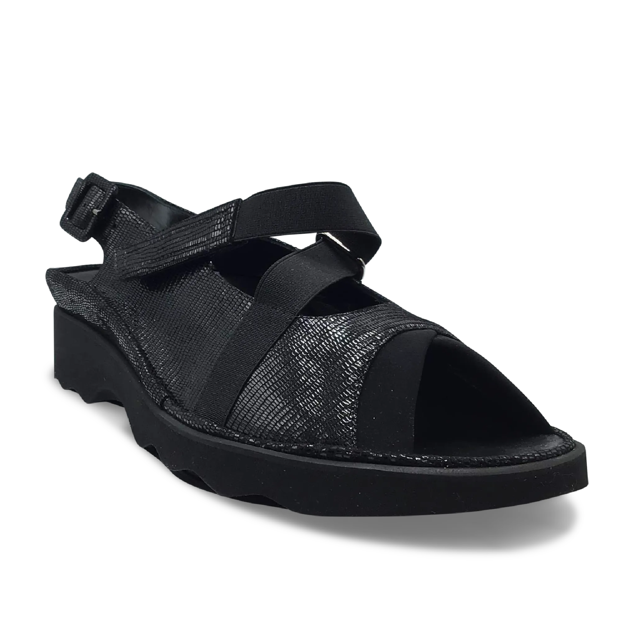 Thierry Rabotin Women's Kayla 1315 Black Stamped Suede Micro Fiber Combo