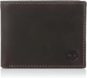 Timberland Men's Leather Wallet With Attached Flip Pocket, Brown (Delta), One Size