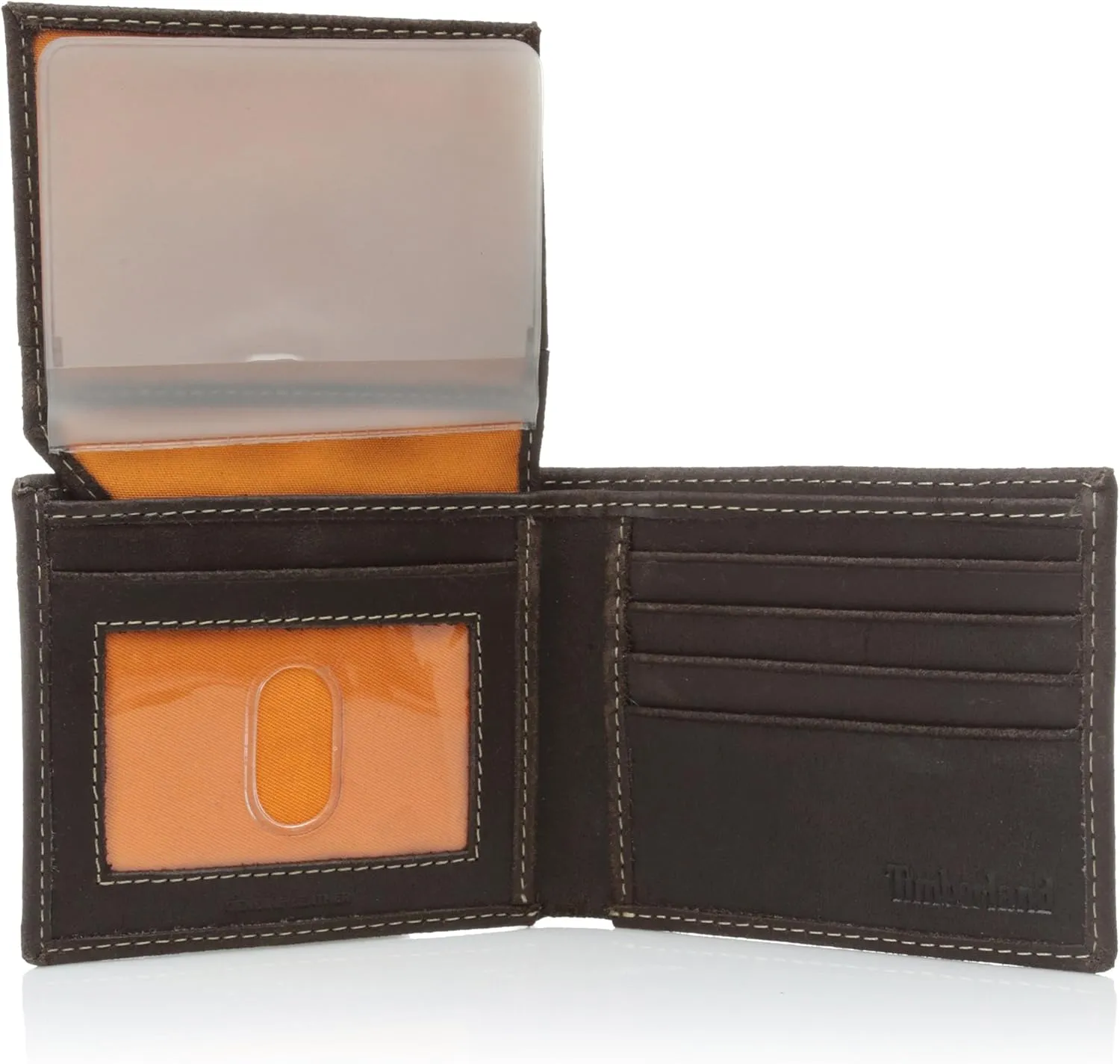 Timberland Men's Leather Wallet With Attached Flip Pocket, Brown (Delta), One Size