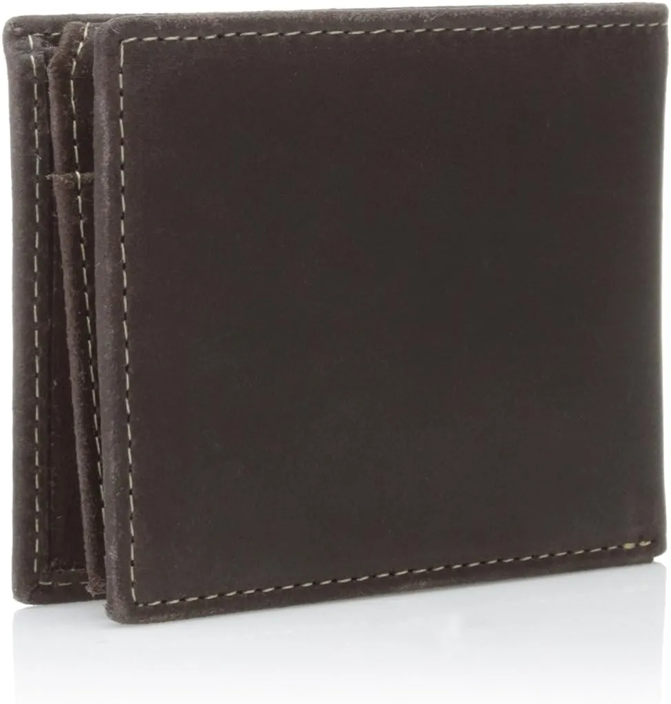 Timberland Men's Leather Wallet With Attached Flip Pocket, Brown (Delta), One Size