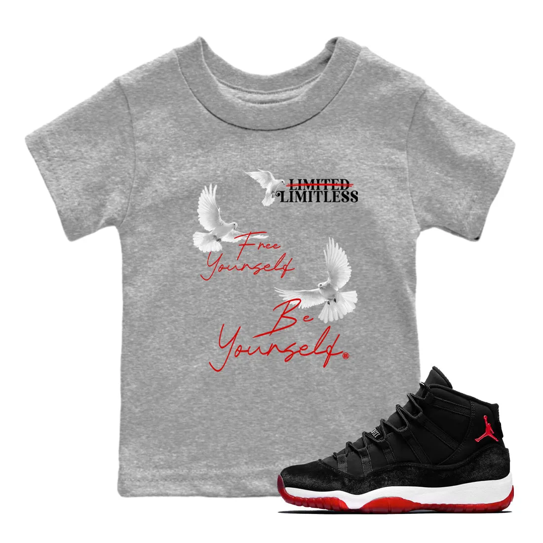 Time-limited offer Be Yourself Velvet Tees Air SNRT Sneaker Jordan Free Kids Bred - International coverage Yourself 11