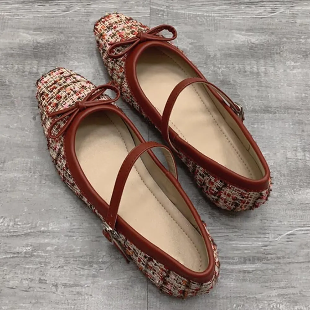 TN TANGNEST Flats for Women Classical Square Toe Mary Jane Flats Soft One Line Strap Flats Slip On Flats