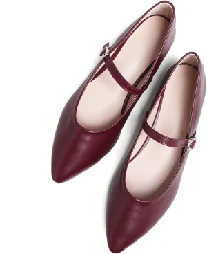 TN TANGNEST Leather Flats for Women Comfortable Pointy Toe Slip On Flats Soft Work Flats Retro Mary Jane Flats