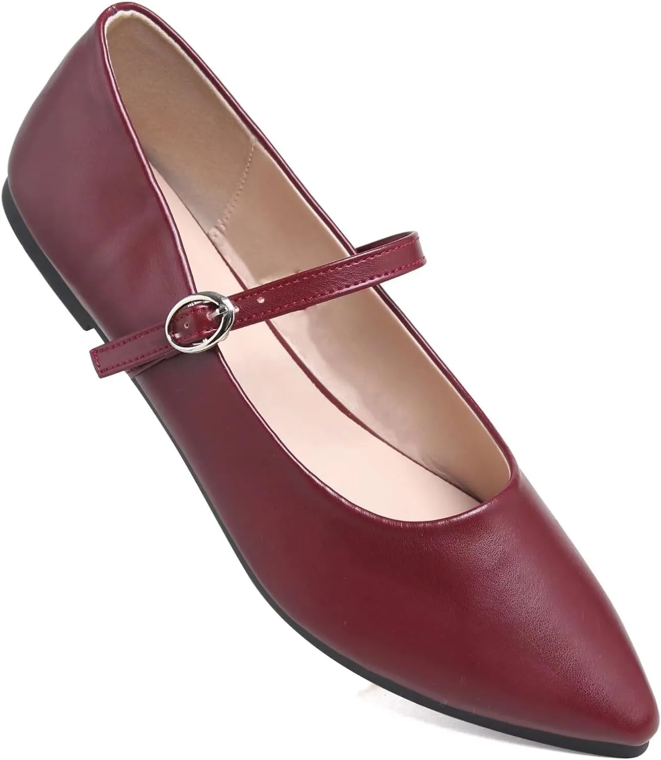TN TANGNEST Leather Flats for Women Comfortable Pointy Toe Slip On Flats Soft Work Flats Retro Mary Jane Flats