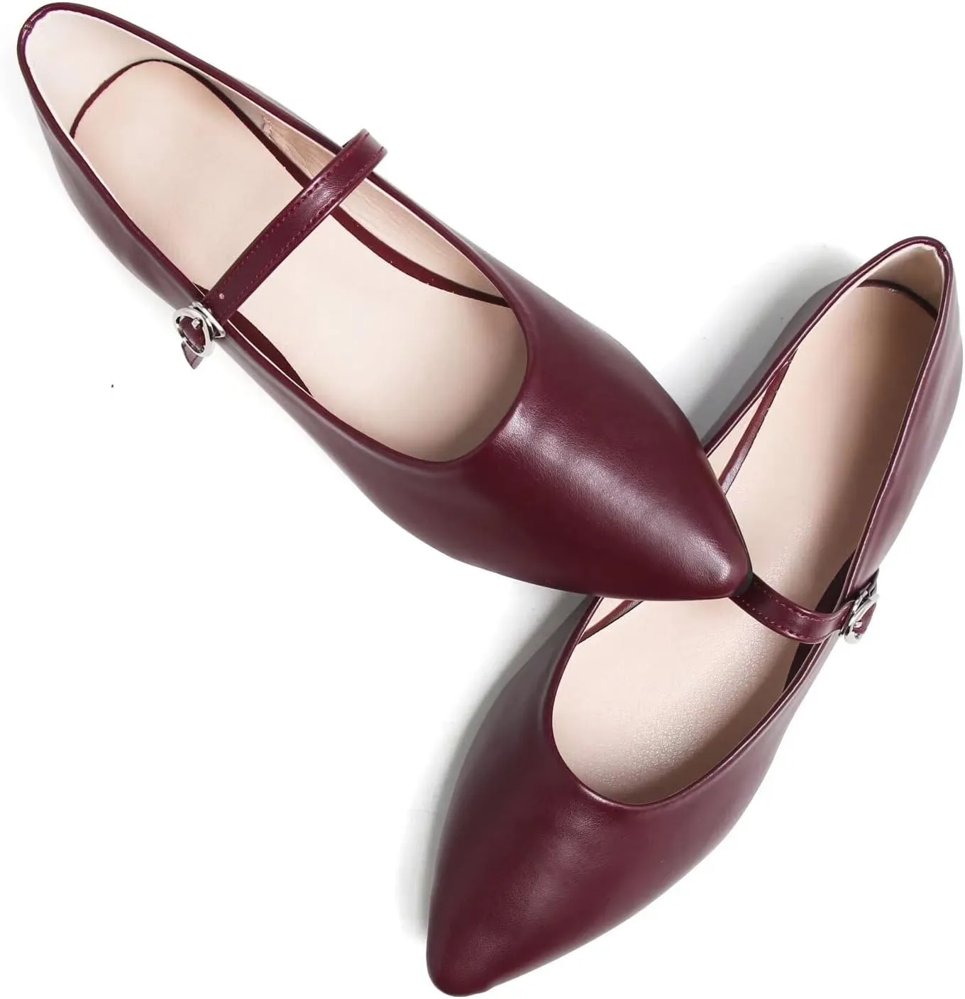 TN TANGNEST Leather Flats for Women Comfortable Pointy Toe Slip On Flats Soft Work Flats Retro Mary Jane Flats