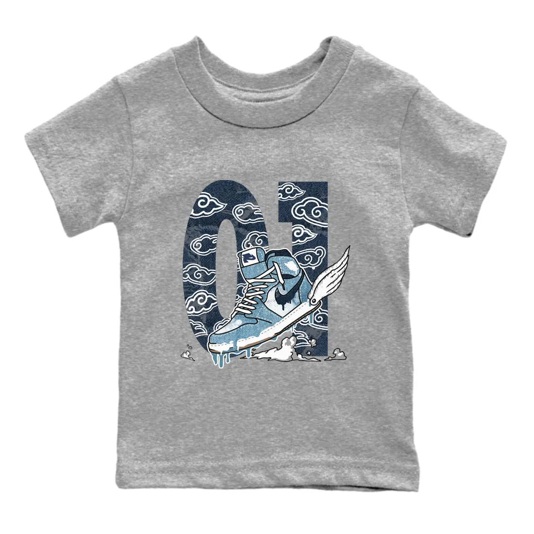 To Clouds Kids Tees The Air 2024 Multi-device compatible Jordan 1 Sneaker Denim Fly SNRT Industrial-grade -