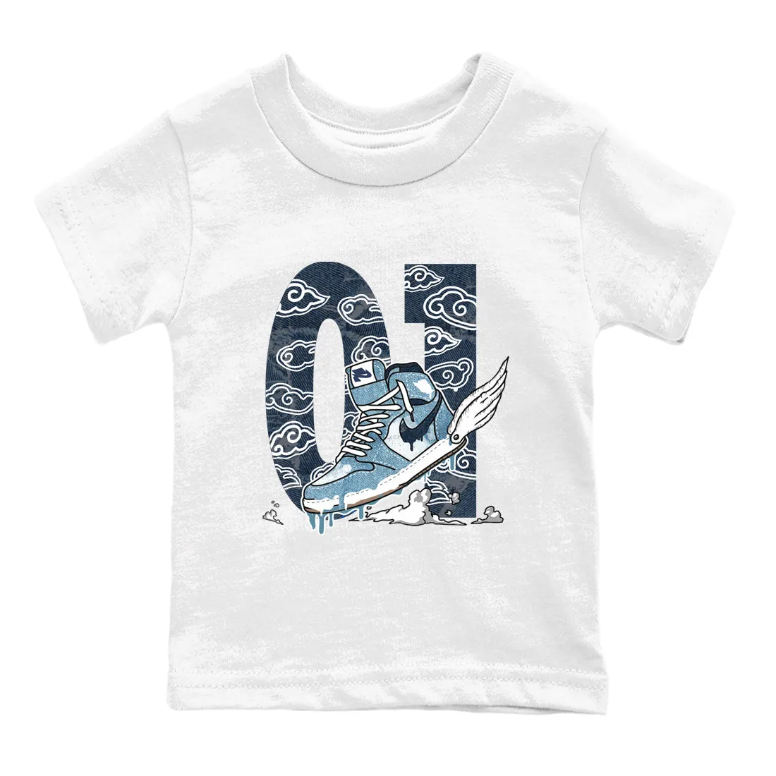 To Clouds Kids Tees The Air 2024 Multi-device compatible Jordan 1 Sneaker Denim Fly SNRT Industrial-grade -