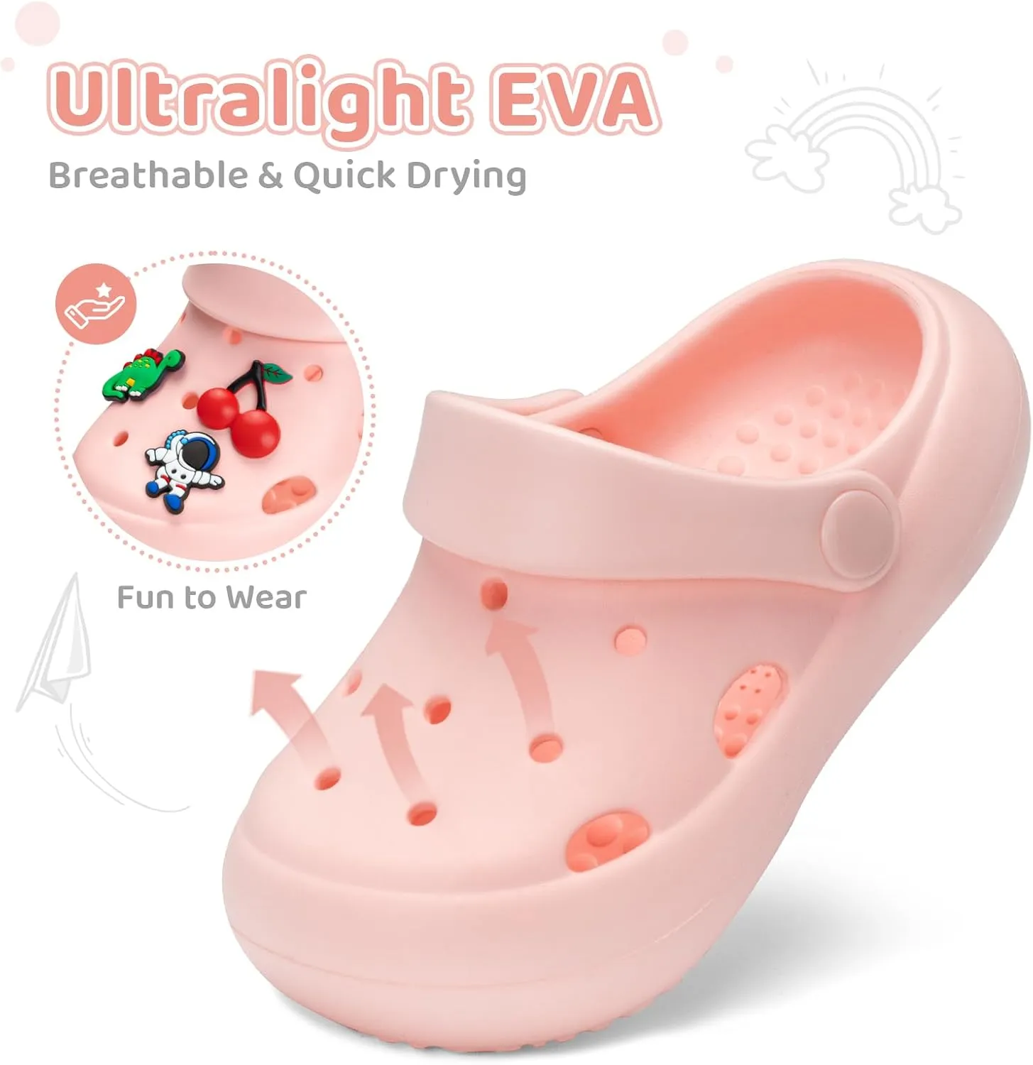 Toddler Classic Clogs Skin-Friendly Comfy Lightweight 丨Boys Girls Slip On Water Shoes