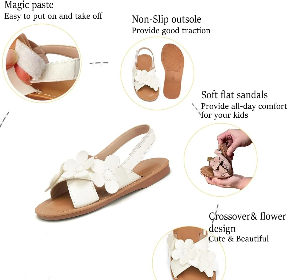 Toddler Girls Sandals Summer Flats Dress Shoes for Baby Little Kids Girl