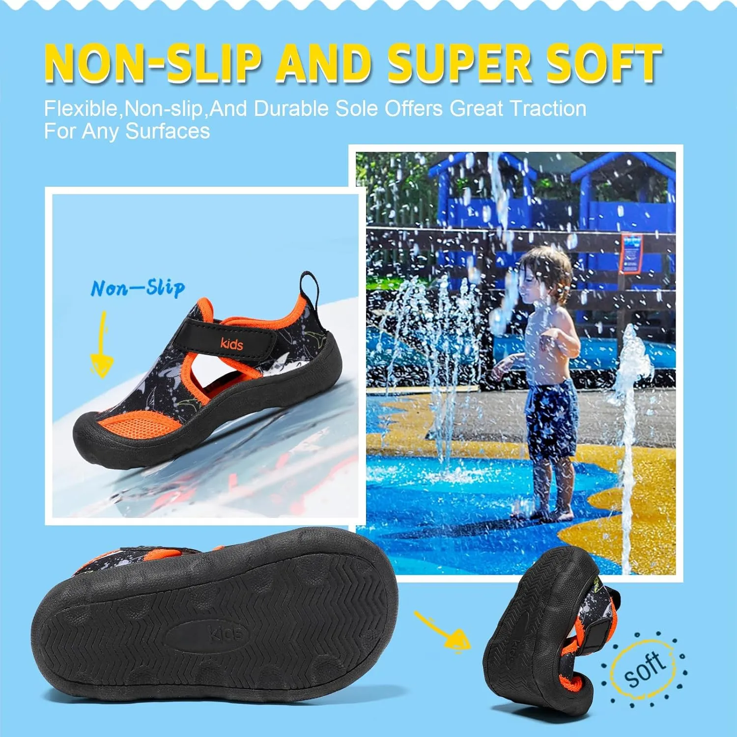 Toddler Water Shoes Quick-Dry Cute Beach Swim Pool Shoes