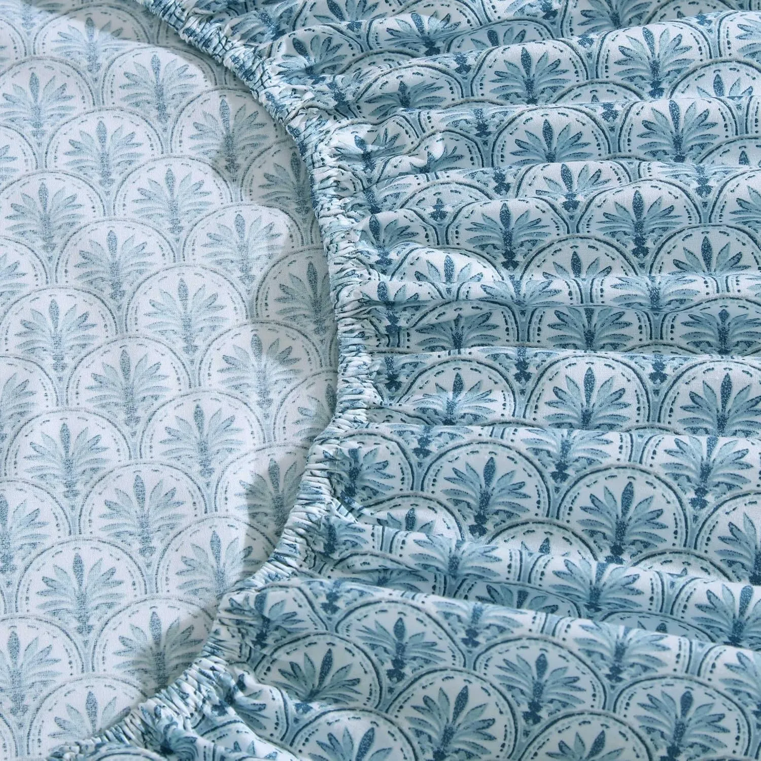 Tommy Bahama - Queen Sheet Set, Super Soft Cotton Percale Bedding with Matching Shams, Tropical Bedding Set, Oeko-Tex Certified (Coastal Batik Blue, Queen)