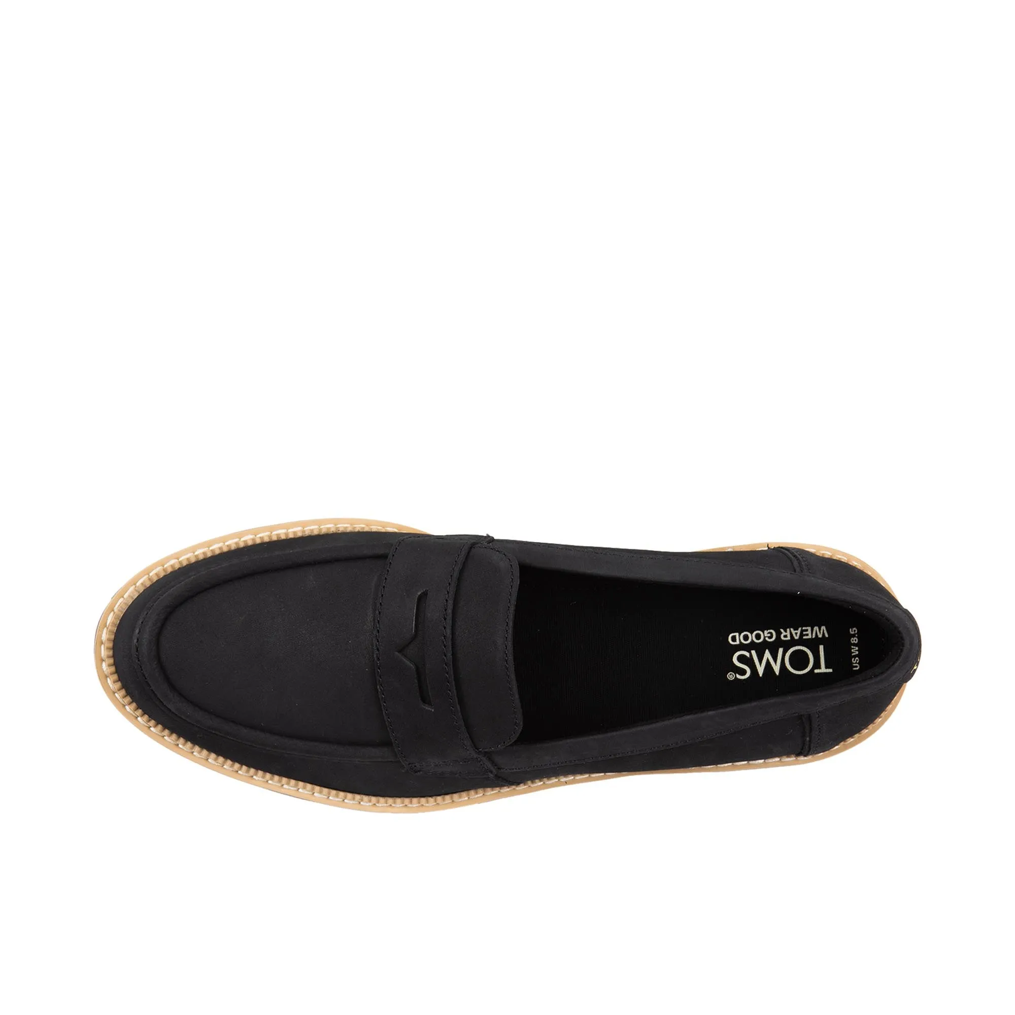 TOMS Womens Cara Leather Loafer Black/Black
