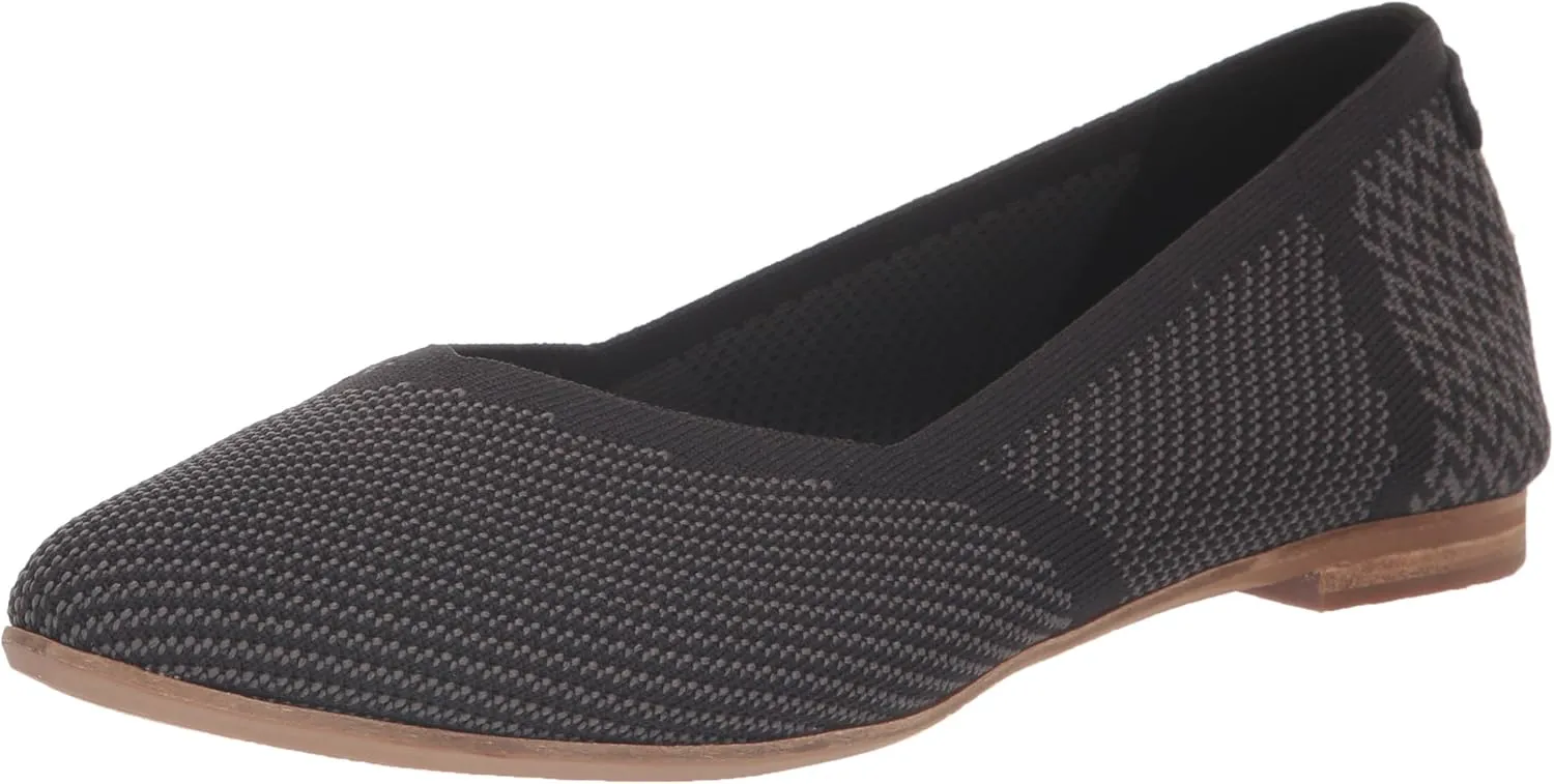 TOMS Womens Jutti Neat Knit Slip On Flats Casual - Black