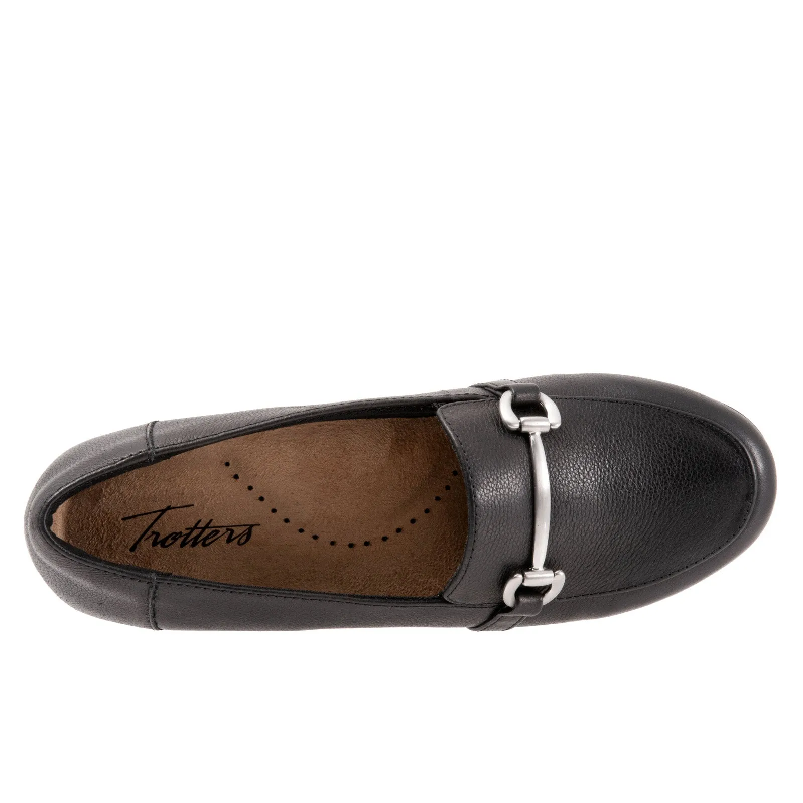 Trotters Donelle T2172-001 Womens Black Wide Leather Loafer Flats Shoes