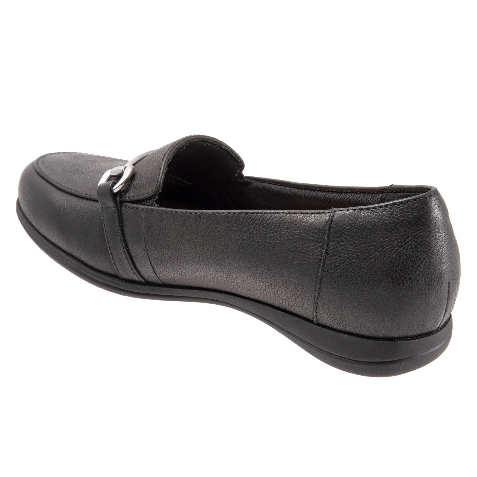 Trotters Donelle T2172-001 Womens Black Wide Leather Loafer Flats Shoes