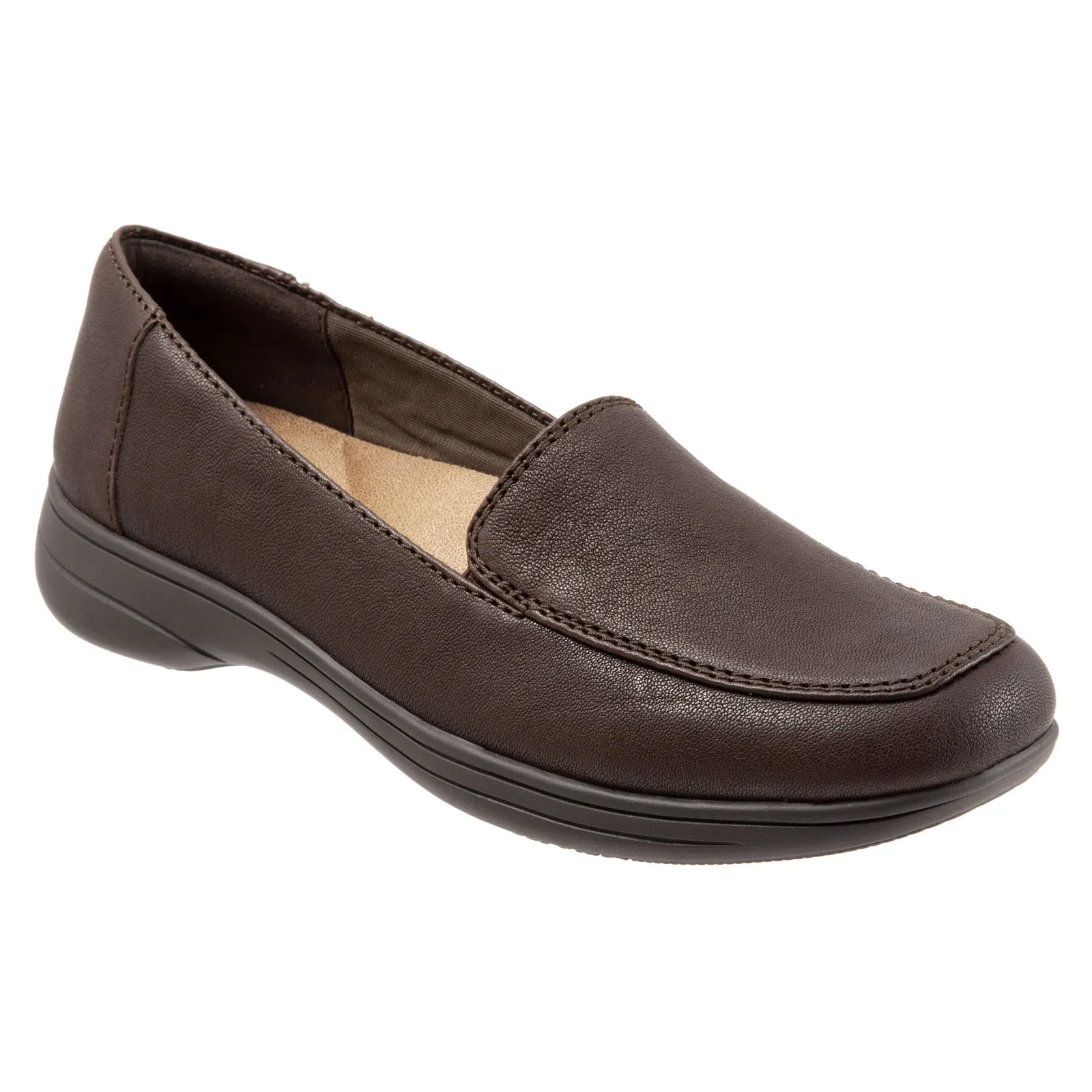 Trotters Jacob T1854-200 Womens Brown Narrow Leather Loafer Flats Shoes
