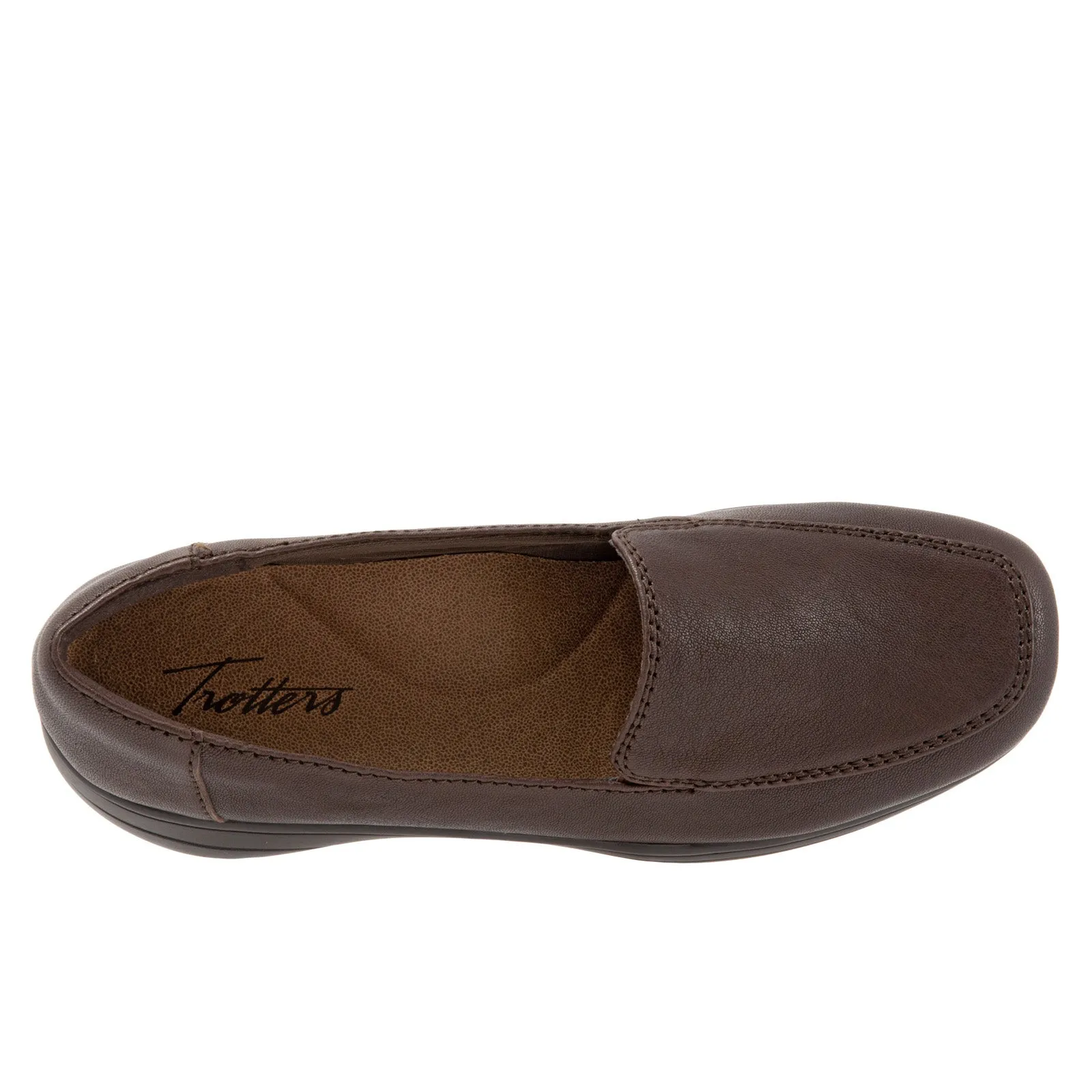 Trotters Jacob T1854-200 Womens Brown Narrow Leather Loafer Flats Shoes