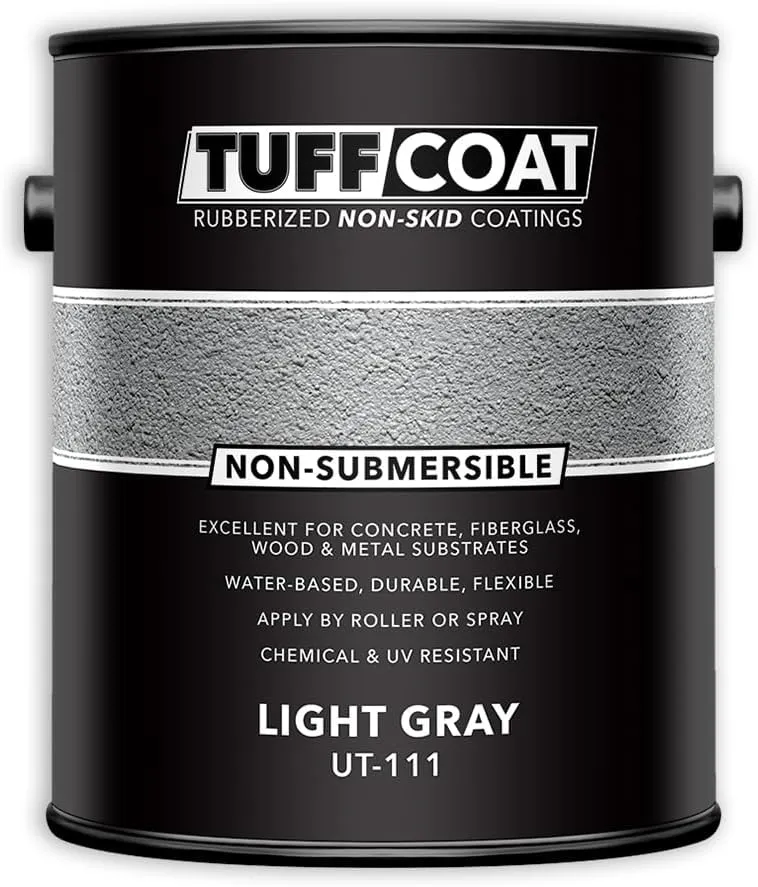 Tuff Coat UT-111 Light Gray - 1 Gallon: Medium Texture, Non-Submersible, Water-Based, Rubberized Non-Skid Coating
