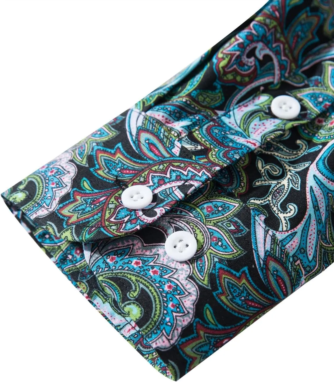 TUNEVUSE Men Floral Dress Shirts Long Sleeve Casual Button Down Flower Printed Shirts 100% Cotton
