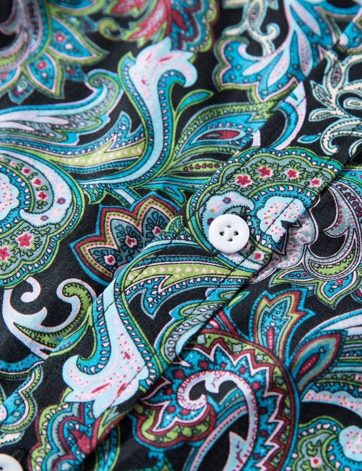 TUNEVUSE Men Floral Dress Shirts Long Sleeve Casual Button Down Flower Printed Shirts 100% Cotton