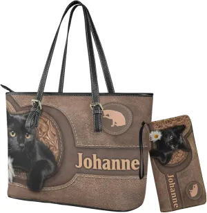 Tuoxiukan Personalized Handbags and Wallet Set for Women Clutch Purse Custom Name Tote Bag Customized Gifts for Mom