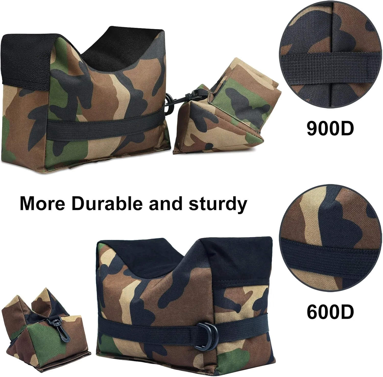 Twod 900D Oxford Outdoor Shooting Rest Bags Rest Front & Rear Support SandBag Stand Holders with 900 Denier Polyester Durable Construction and Water Resistance for Rifle Hunting- Unfilled