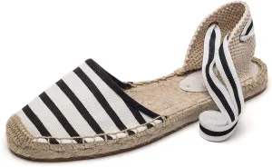 U-lite Women's Espadrille FLat Sandals Closed Toe Ankle Wrap,Classic Lace Up Summer Dressy Flat Shoes