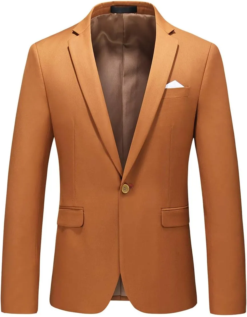 UNINUKOO Mens Suit Slim Fit 1 Button 2 Piece Wedding Party Holiday Solid Color Tux Suits for Men