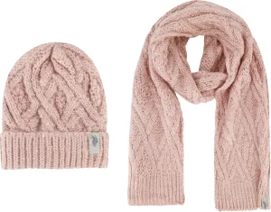 U.S. Polo Assn. womens Beanie Hat and Scarf Set, Diamond Sequin Cable Knit Winter Cap and Scarf