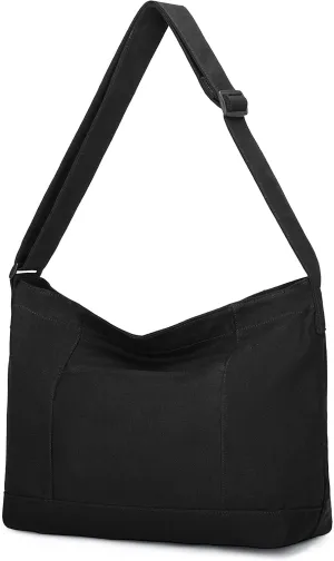 VASCHY Canvas Messenger Bag, Lightweight Casual Crossbody Slouchy Shoulder Hobo Side Bag Purse for Men and Women