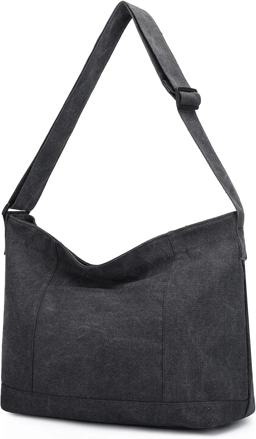 VASCHY Canvas Messenger Bag, Lightweight Casual Crossbody Slouchy Shoulder Hobo Side Bag Purse for Men and Women