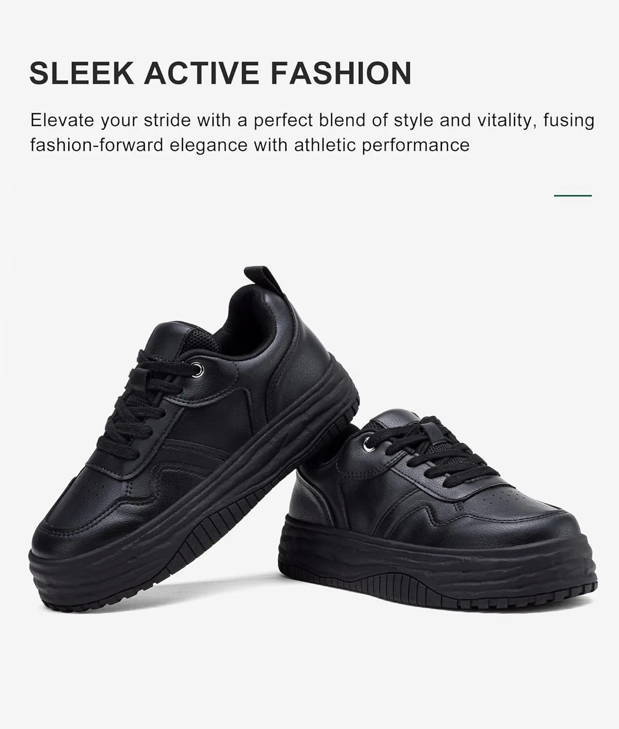 Vepose 8060 Women's Fashion Platform Sneakers, Wide Toe Design Leather Casual Tennis Lace-up Shoes