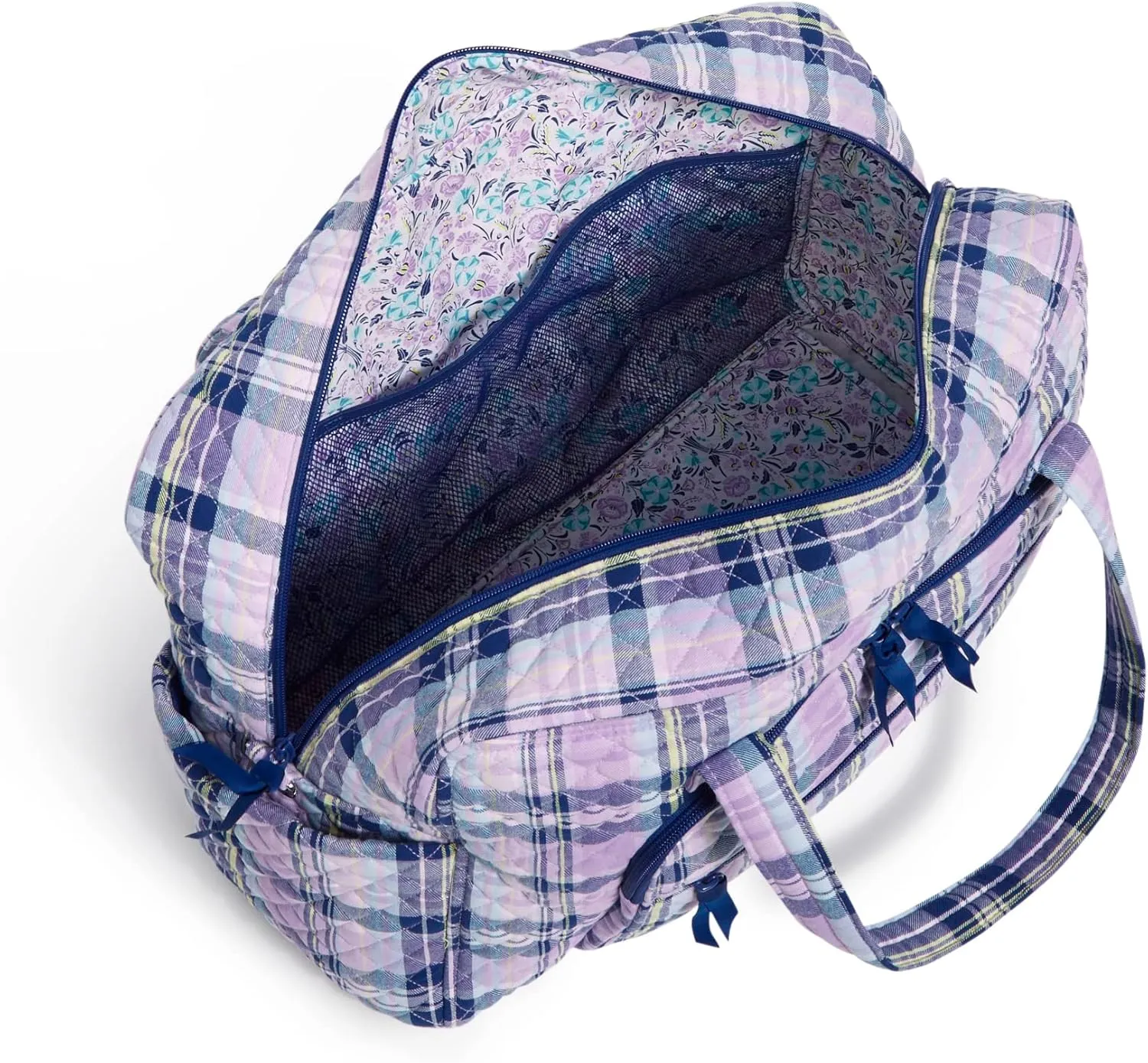 Vera Bradley Women's Cotton Weekender Travel Bag, Amethyst Plaid - Recycled Cotton, One Size