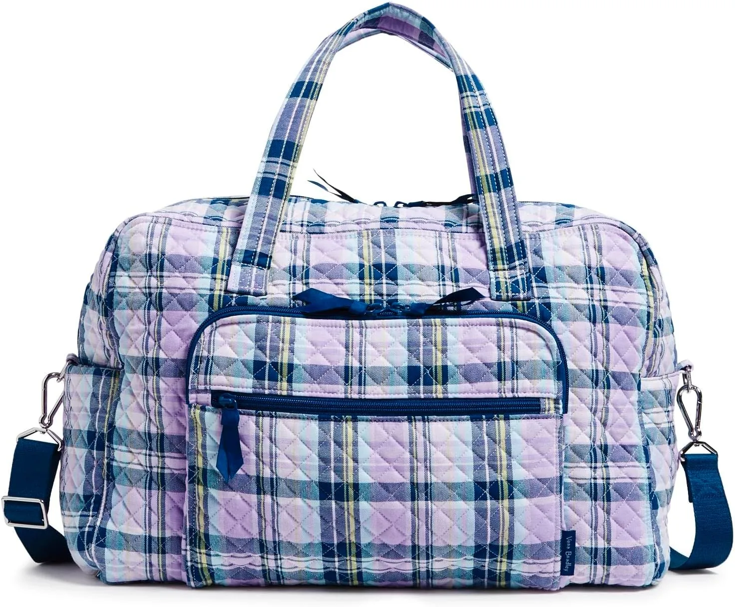 Vera Bradley Women's Cotton Weekender Travel Bag, Amethyst Plaid - Recycled Cotton, One Size