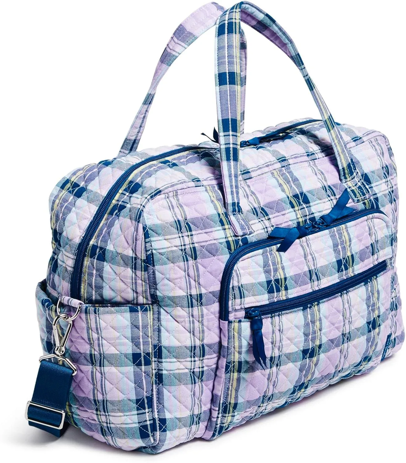 Vera Bradley Women's Cotton Weekender Travel Bag, Amethyst Plaid - Recycled Cotton, One Size