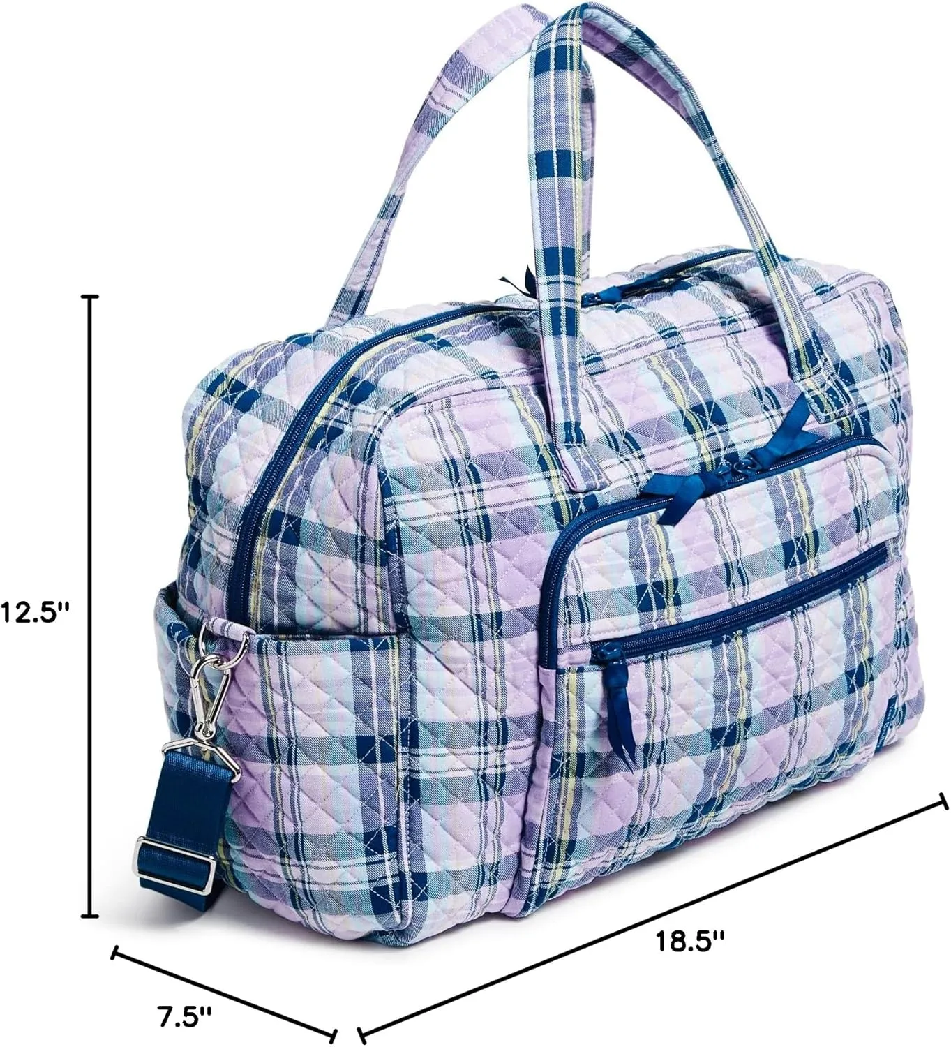 Vera Bradley Women's Cotton Weekender Travel Bag, Amethyst Plaid - Recycled Cotton, One Size