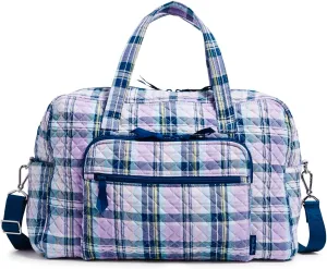 Vera Bradley Women's Cotton Weekender Travel Bag, Amethyst Plaid - Recycled Cotton, One Size