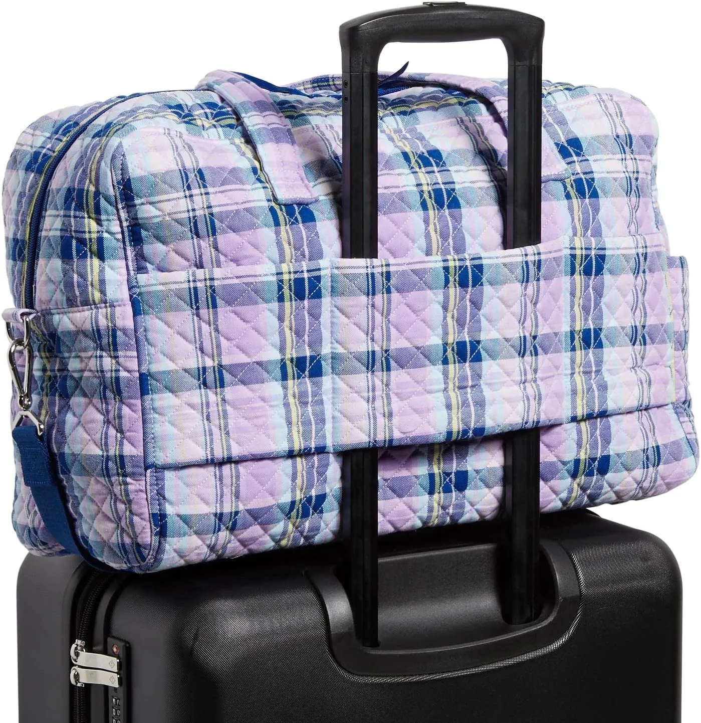 Vera Bradley Women's Cotton Weekender Travel Bag, Amethyst Plaid - Recycled Cotton, One Size