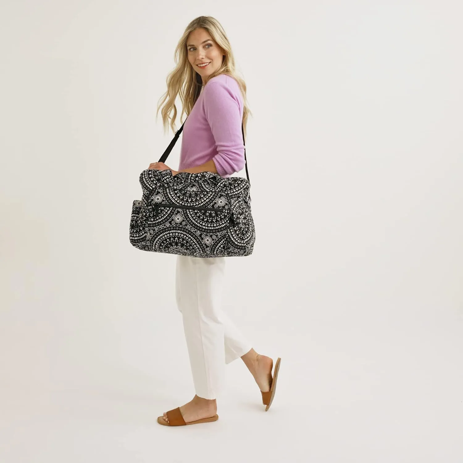 Vera Bradley Women's Cotton Weekender Travel Bag, True Black, One Size
