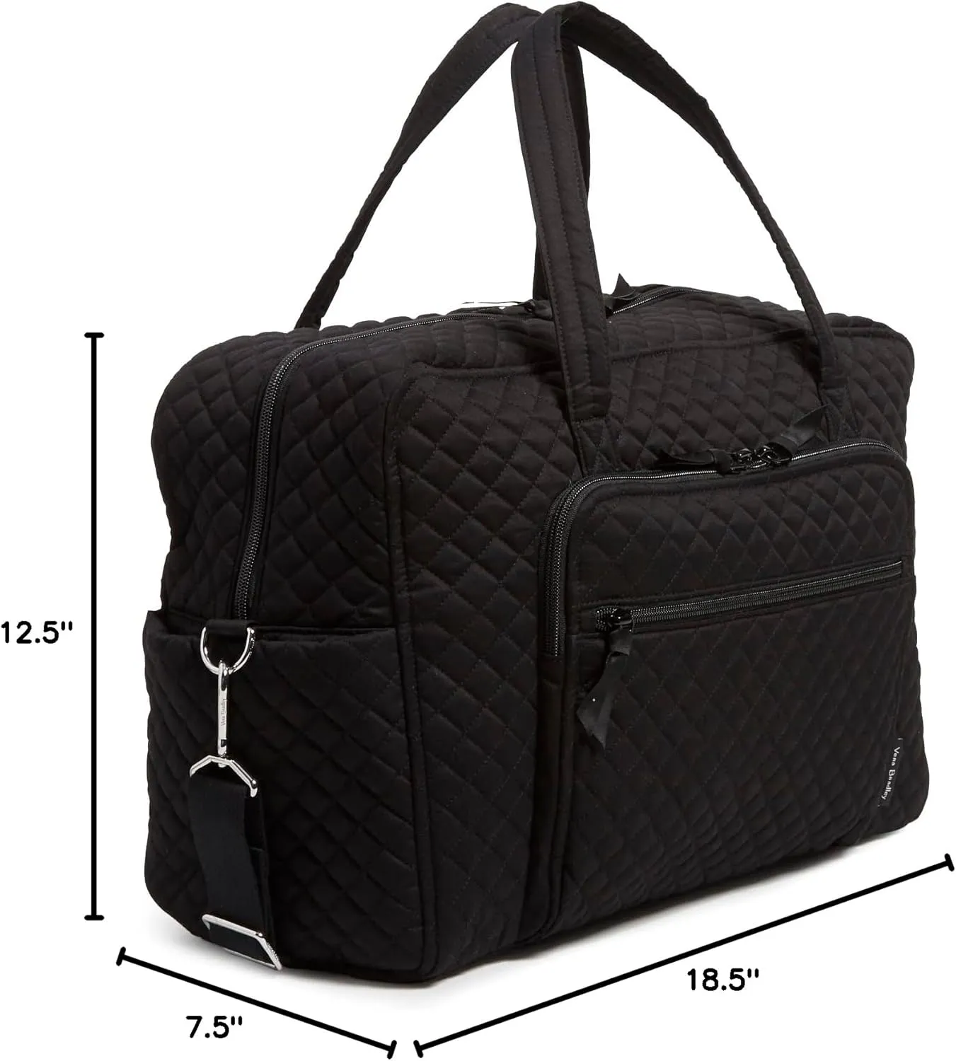 Vera Bradley Women's Cotton Weekender Travel Bag, True Black, One Size